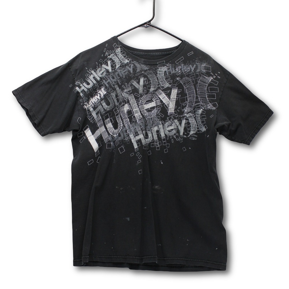 Vintage Y2K Hurley Graphic T-Shirt Mens Medium Black Fair